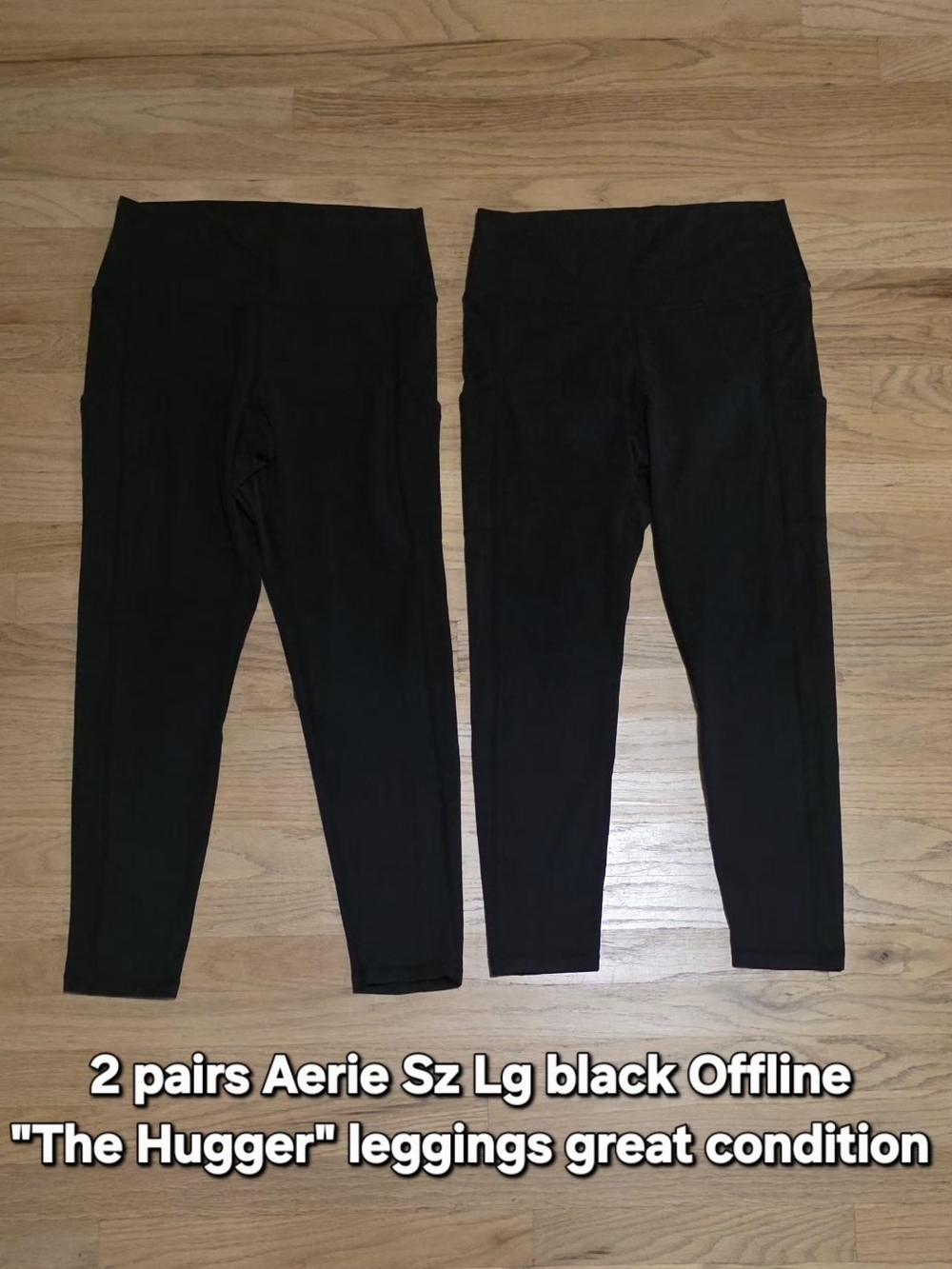 Set of 2 OFFLINE by Aerie "The Hugger" High-Waisted Pocket Leggings - Black - LG